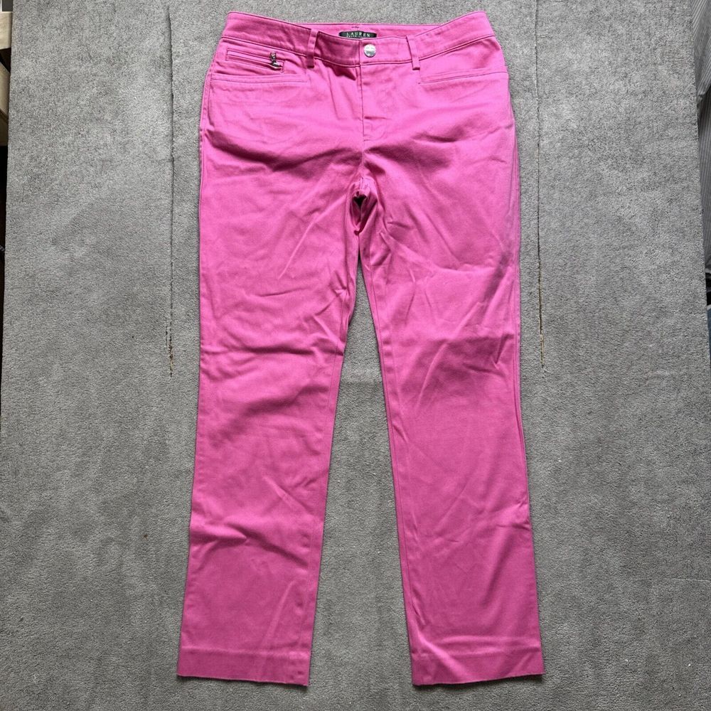 Ralph Lauren LRL Pants Womens 6 Pink Straight Leg Skinny Mid Rise Stretch